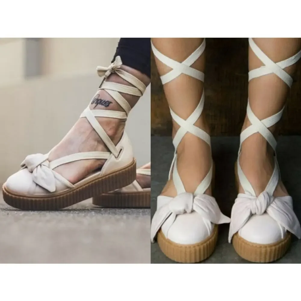 PUMA x FENTY Off-White Rhianna Bow Creeper Strapy Sandals US‎ 10 EU 41 Coquette